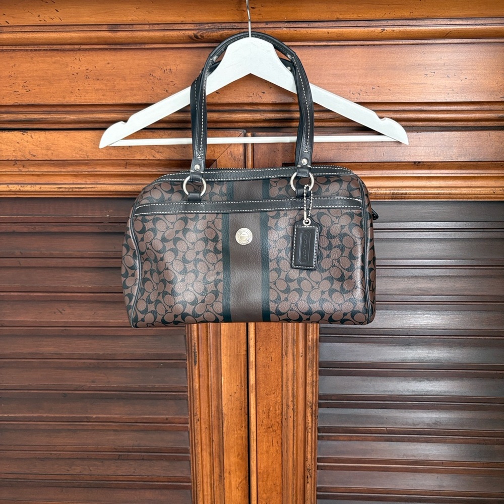 Coach Chelsea Heritage Signature Brown & Black Signature Satchel
